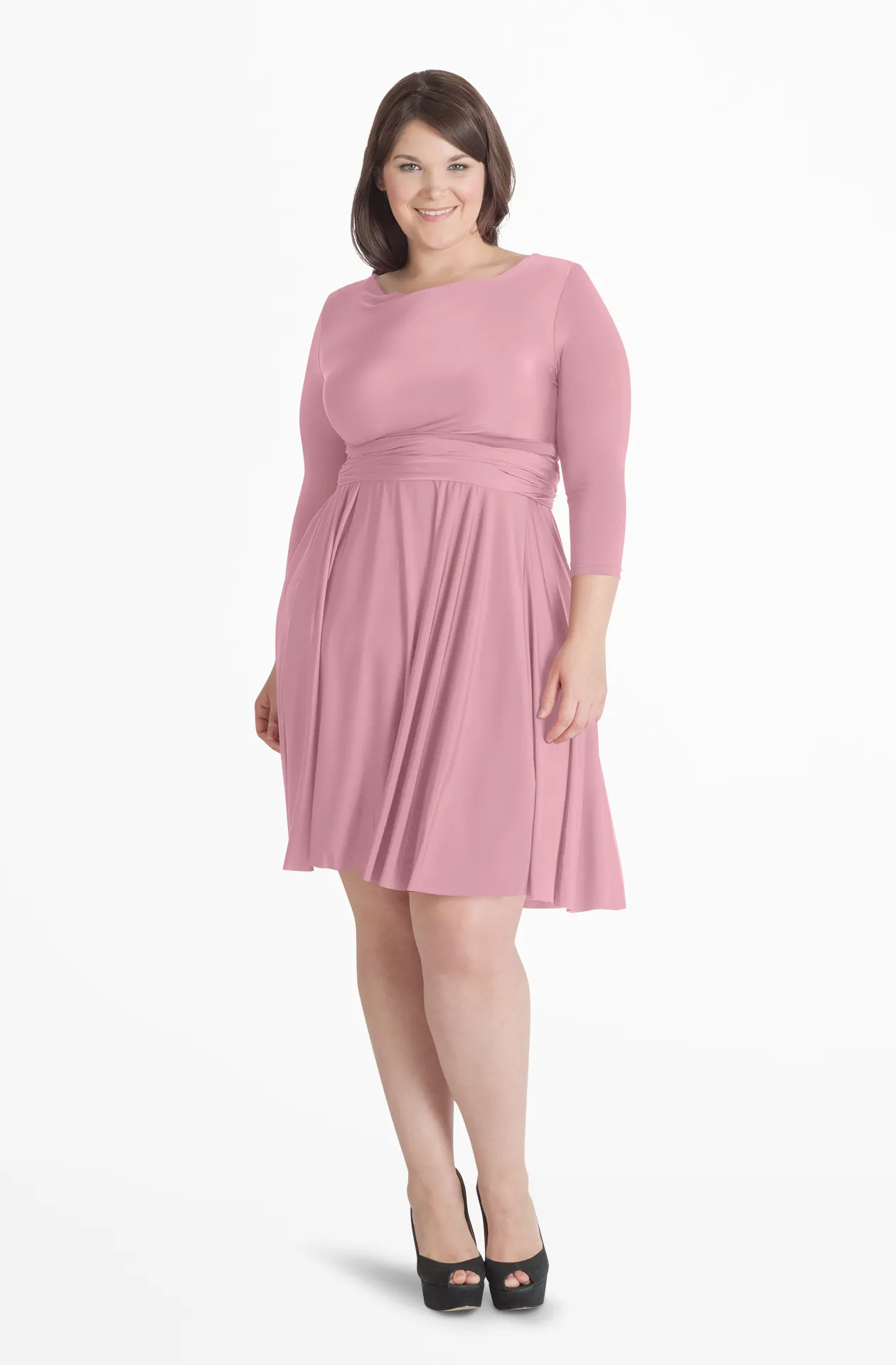 Iris Midi Dusty Rose / 1X/2X - Convertible Cocktail & Work Dresses