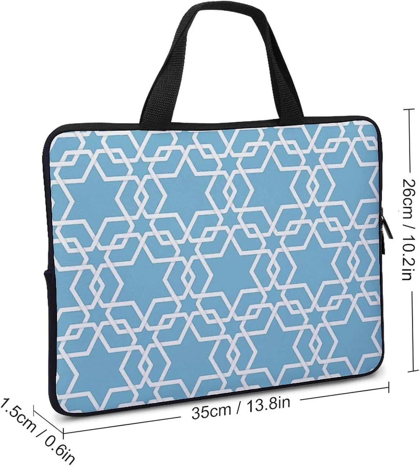 Israel Blue Six Pointed Star Pattern Laptop Sleeve Bag Computer Carrying Case Laptops Protective Cover for Travel Business