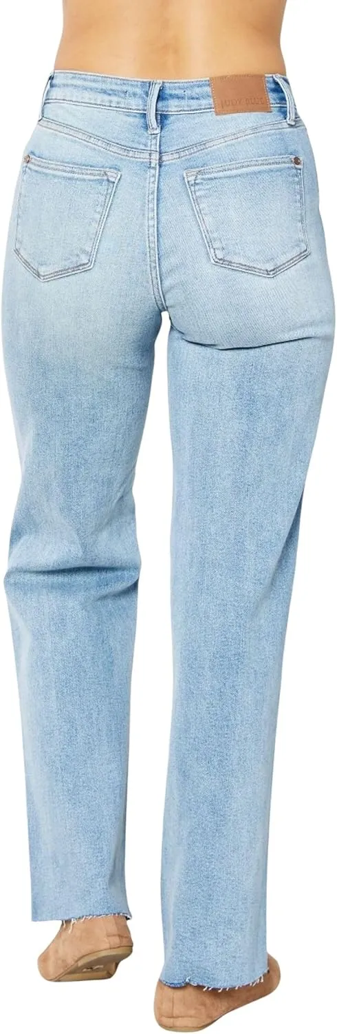 Judy Blue Women's High Waist Rigid Magic 90's Destroy Straight Leg Jeans