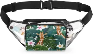 Jungle Giraffe Clear Fanny Pack Stadium Approved Adjustable Clear Belt Bag Cute Waist Bags for Women Men Travel Sports Events Hiking Concerts