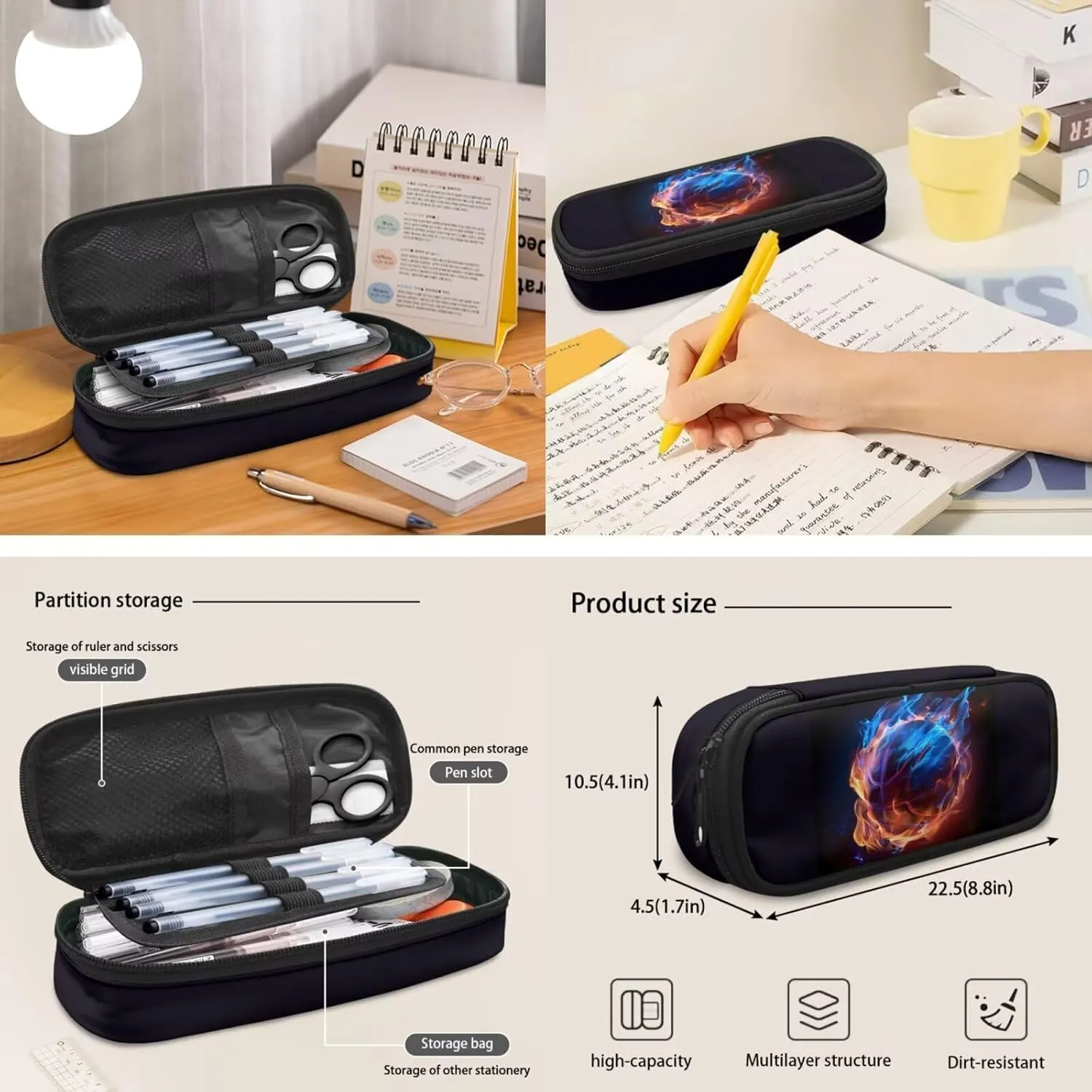 Kids Backpack Basketball Fire School Bag for Boys Teen Bookbag Satchel for Middle High School 3 in 1 Rucksack with Lunch Bag Pencil Bag Set