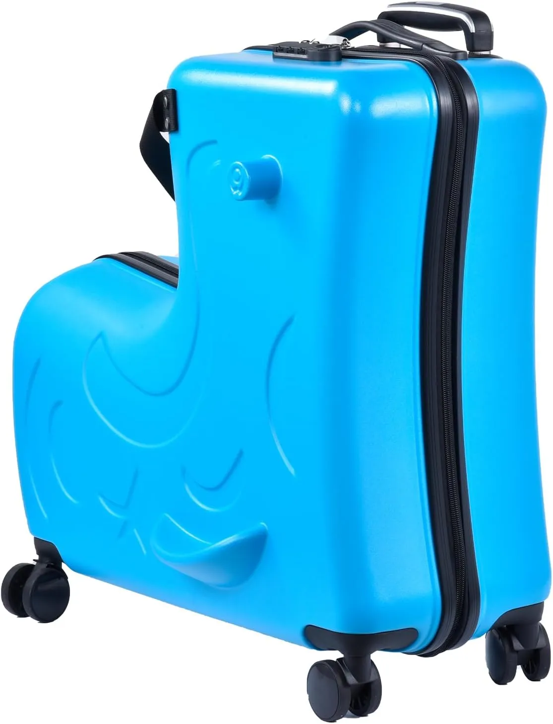 Kids Ride On Suitcase, 24 Inches Travel Luggage Trolley Suitcase With Spinner Wheels, Lightweight Kid Luggage With Combination Lock, Safety Belt, Telescoping Handle