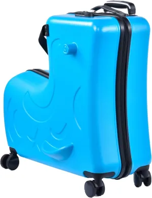 Kids Ride On Suitcase, 24 Inches Travel Luggage Trolley Suitcase With Spinner Wheels, Lightweight Kid Luggage With Combination Lock, Safety Belt, Telescoping Handle