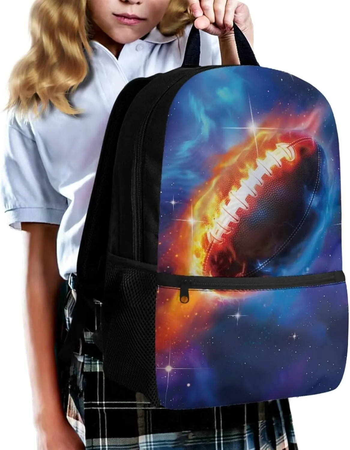 Kids School Backpack for Boys Cool Rugby Print Backpacks School Bag and Lunch Bag Pencil Case Bag 3 Pieces Set Kindergarten Elementary School Bag
