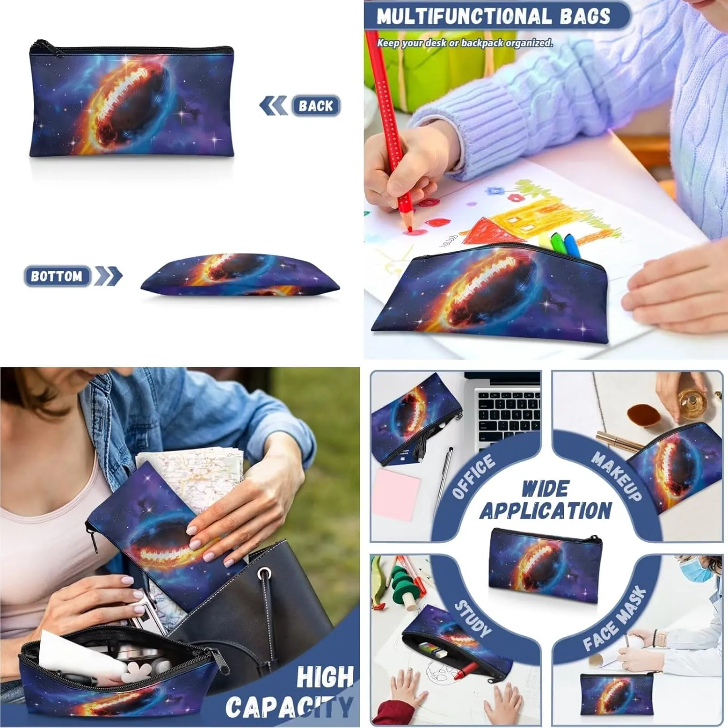 Kids School Backpack for Boys Cool Rugby Print Backpacks School Bag and Lunch Bag Pencil Case Bag 3 Pieces Set Kindergarten Elementary School Bag