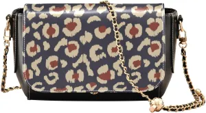 Kigai Retro Leopard Crossbody Bags for Women Retro Cross Body Purse Small PU Leather Shoulder Handbags with Chain Strap