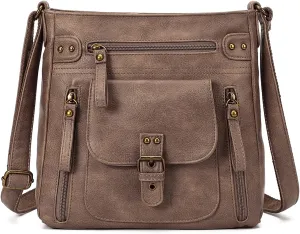 KL928 Crossbody Bags for Women, Multi Pocket Shoulder Bags, Medium PU Leather Cross Body Purses