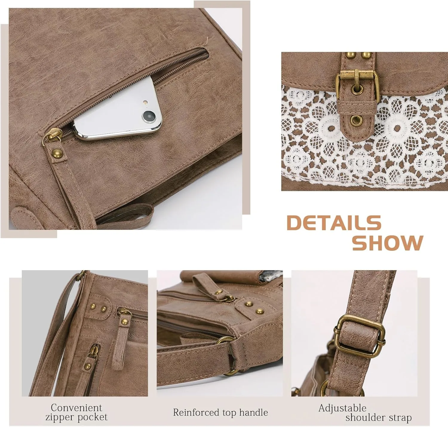 KL928 Crossbody Bags for Women, Multi Pocket Shoulder Bags, Medium PU Leather Cross Body Purses