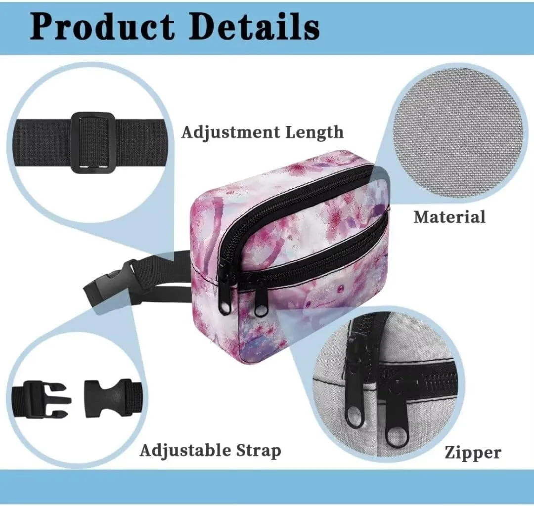 Kuiaobaty Axolotl Print Mini Belt Bag for Kids Crossbody Bags for School Cartoon Waist Pack with Zipper Large Capacity Fanny Pack for Sports Casual Sling Bag for Sports Gift for Sister