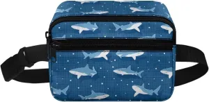 Kuiaobaty Cartoon Sharks Waist Bag for Boys Lightweight Adjustable Fanny Pack Bum Bag Travel Pouch for Travel Sports School Gifts for Boys