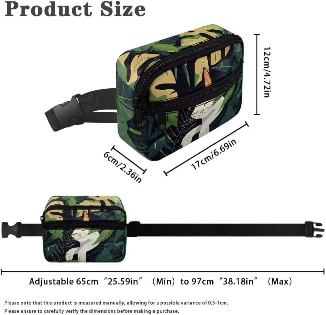 Kuiaobaty Cat Belt Bag for Girls Fanny Pack for Active Cute Waist Bag for School Portable Stuff Bag for Outdoor Lightweight Crossbody Bag for Toddler Sling Baag with Zipper Gift for Her