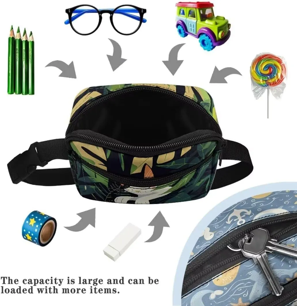Kuiaobaty Cat Belt Bag for Girls Fanny Pack for Active Cute Waist Bag for School Portable Stuff Bag for Outdoor Lightweight Crossbody Bag for Toddler Sling Baag with Zipper Gift for Her