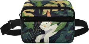 Kuiaobaty Cat Belt Bag for Girls Fanny Pack for Active Cute Waist Bag for School Portable Stuff Bag for Outdoor Lightweight Crossbody Bag for Toddler Sling Baag with Zipper Gift for Her