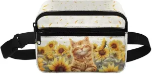 Kuiaobaty Cat Crossbody Bags for Girls 10-12 Kawaii Little Girls Fanny Pack for Hiking Large Capacity Waist Bag for Travel Thicken Mini Belt Bag with Front Pockets Gift for Daughter