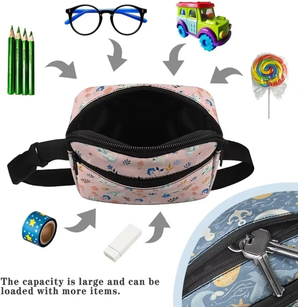 Kuiaobaty Cat Pattern Small Fanny Pack for Kids Waist Bag for Active Cute Belt Bag with Adjustable Straps Large Capacity Sling Bag with Pockets Thicken Crossbody Bag Gift for Holiday