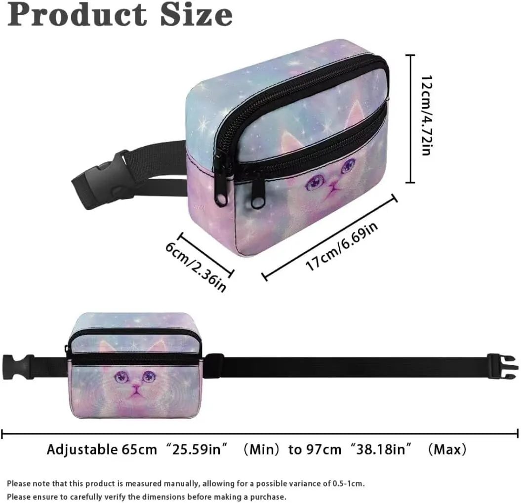 Kuiaobaty Cat Print Mini Fanny Pack for Kids Crossbody Bag with Zipper Large Capacity Belt Bag for Girls Waist Bag for School Portable Hip Pouch Bag for Party Bum Bag Gift for Niece