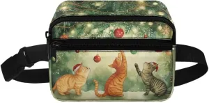 Kuiaobaty Cats Toddler Fanny Pack for Girls Crossbody Bag with Zipper Large Capacity Belt Bag for Travel Multifunction Mini Waist Bag with Pockets Thicken Hip Pouch Bag Gift for Sister