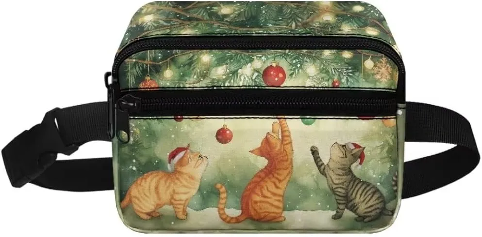 Kuiaobaty Cats Toddler Fanny Pack for Girls Crossbody Bag with Zipper Large Capacity Belt Bag for Travel Multifunction Mini Waist Bag with Pockets Thicken Hip Pouch Bag Gift for Sister