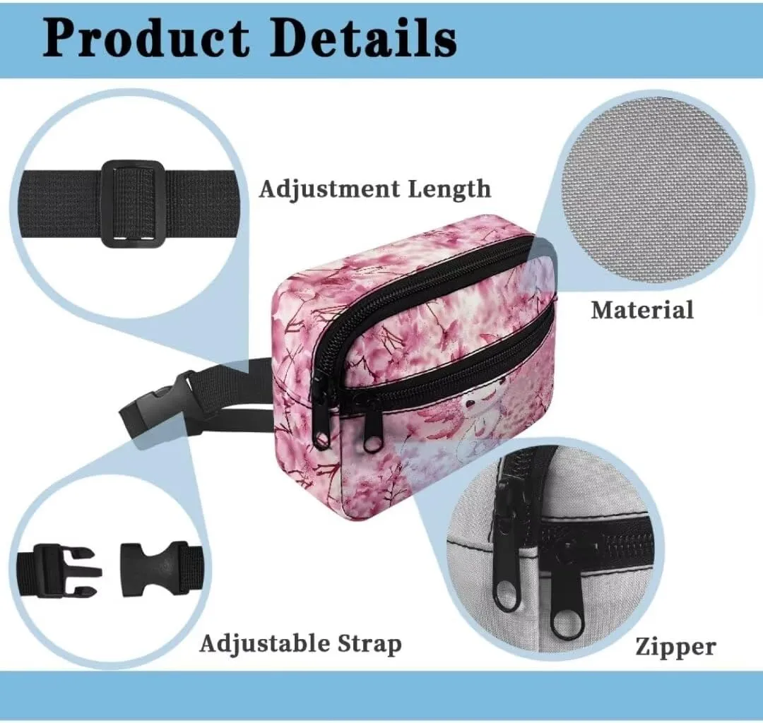 Kuiaobaty Cherry Waist Bag for Kids Axolotl Print Fanny Pack Hiking Portable Mini Belt Bag for Active Large Capacity Sling Bag with Zipper Casual Chest Bag for Toddler Gift for Holiday