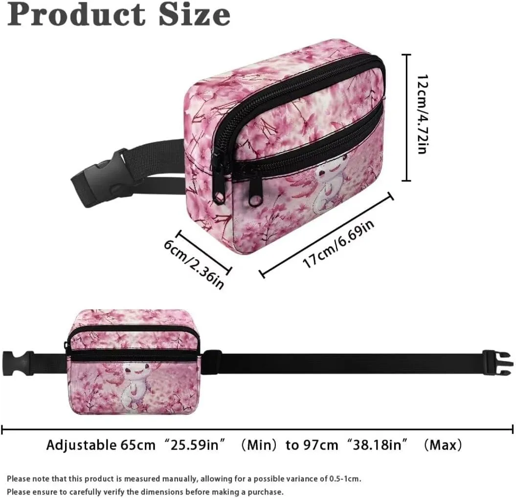 Kuiaobaty Cherry Waist Bag for Kids Axolotl Print Fanny Pack Hiking Portable Mini Belt Bag for Active Large Capacity Sling Bag with Zipper Casual Chest Bag for Toddler Gift for Holiday