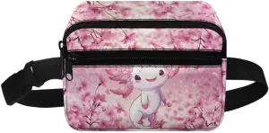 Kuiaobaty Cherry Waist Bag for Kids Axolotl Print Fanny Pack Hiking Portable Mini Belt Bag for Active Large Capacity Sling Bag with Zipper Casual Chest Bag for Toddler Gift for Holiday