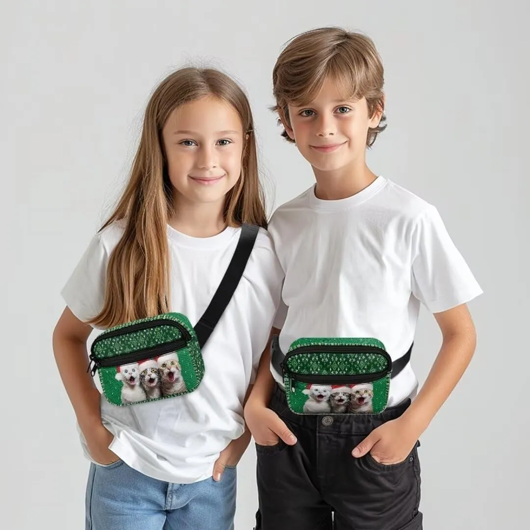 Kuiaobaty Dog Crossbody Bags for Kids Fanny Pack with Pockets Cartoon Mini Belt Bag for Hiking Large Capacity Waist Bag for with Zipper Portable Crossbody Bag for Weddings Gift for Her