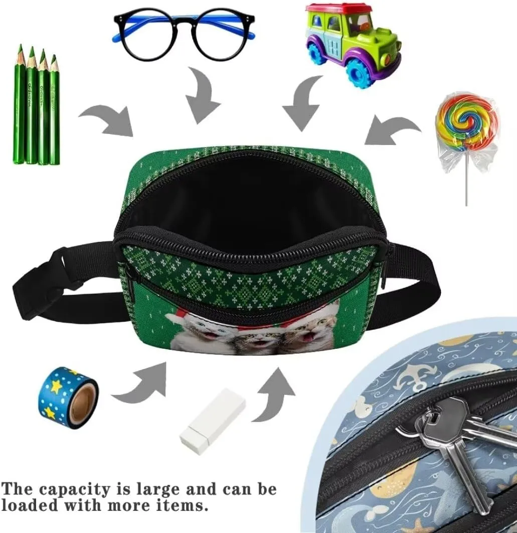 Kuiaobaty Dog Crossbody Bags for Kids Fanny Pack with Pockets Cartoon Mini Belt Bag for Hiking Large Capacity Waist Bag for with Zipper Portable Crossbody Bag for Weddings Gift for Her