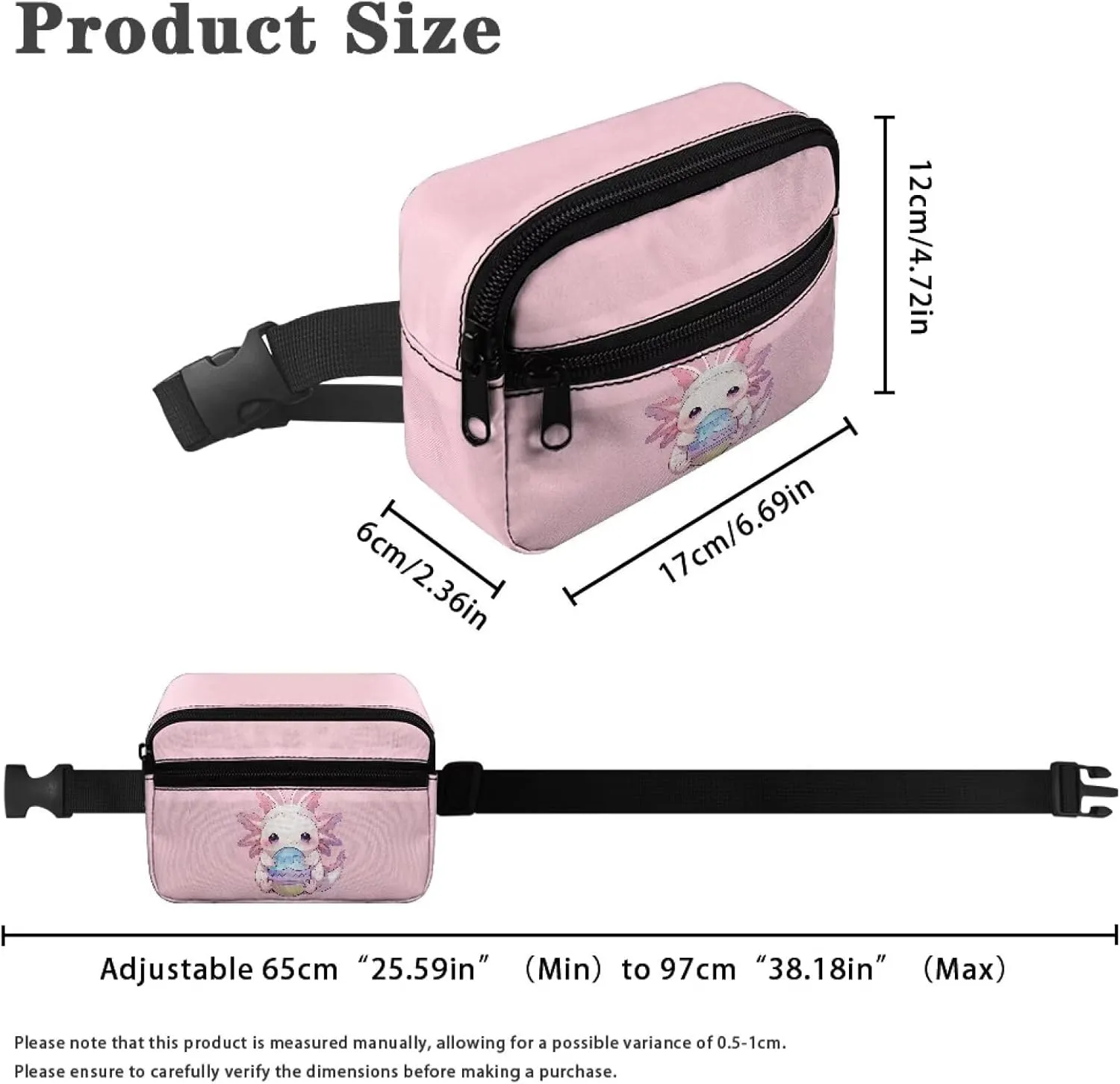 Kuiaobaty Girls Fanny Pack for Kids 4-6 Cute Axolotl Easter Eggs Pattern Waist Bag for Travel Large Capacity Belt Bag with Adjustable Straps
