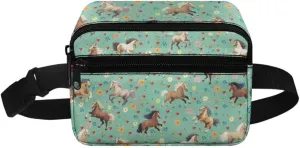 Kuiaobaty Horse Pattern Crossbody Bags for Girls 10-12 Stylish Fanny Pack with Zipper Large Capacity Belt Pack with Pockets Multifunction Waist Bag for Running Gift for Children