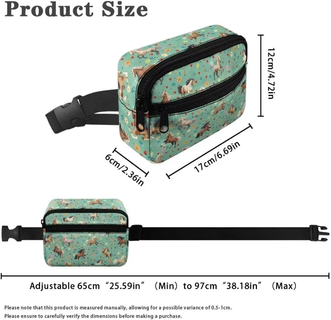 Kuiaobaty Horse Pattern Crossbody Bags for Girls 10-12 Stylish Fanny Pack with Zipper Large Capacity Belt Pack with Pockets Multifunction Waist Bag for Running Gift for Children