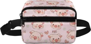 Kuiaobaty Kids Fanny Pack for Girls Travel Small Waist Bag Crossbody Belt Bag for Little Girls Toddler Cute Cartoon Pink Pig Fanny Bag