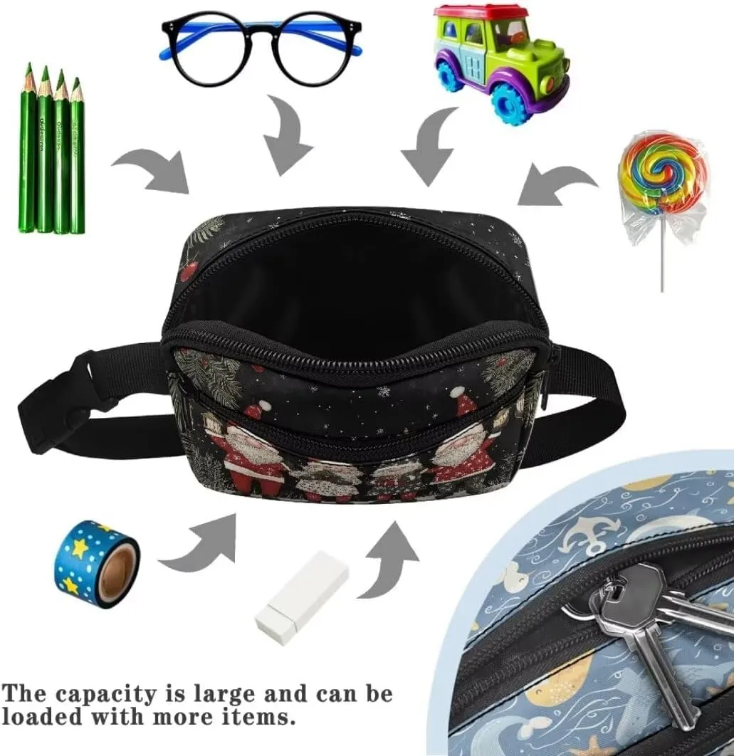 Kuiaobaty Santa Claus Belt Bag for Girl Fanny Pack for Travel Large Capacity Waist Bag with Zipper Plus Size Sling Bag for Hiking Crossbody Bag for Active Breathable Bum Bag Gift for School