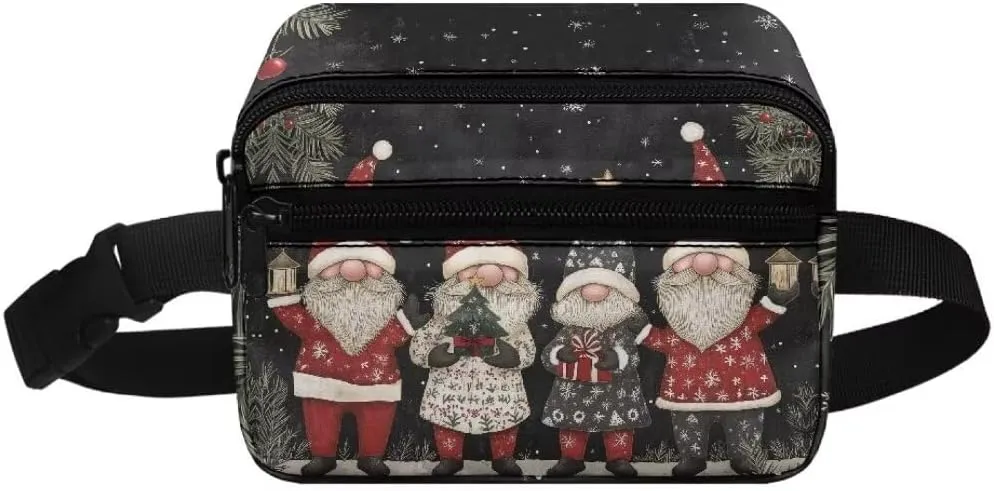 Kuiaobaty Santa Claus Belt Bag for Girl Fanny Pack for Travel Large Capacity Waist Bag with Zipper Plus Size Sling Bag for Hiking Crossbody Bag for Active Breathable Bum Bag Gift for School