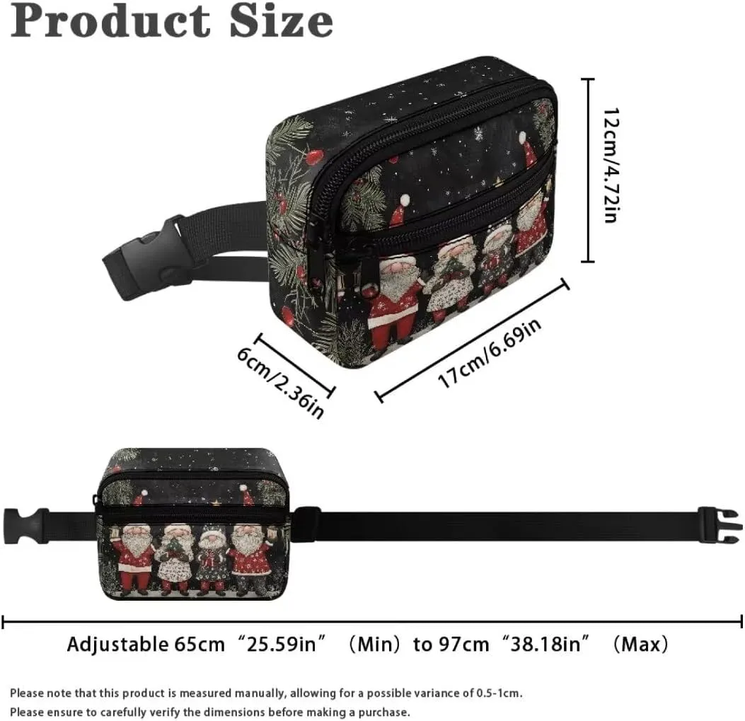 Kuiaobaty Santa Claus Belt Bag for Girl Fanny Pack for Travel Large Capacity Waist Bag with Zipper Plus Size Sling Bag for Hiking Crossbody Bag for Active Breathable Bum Bag Gift for School