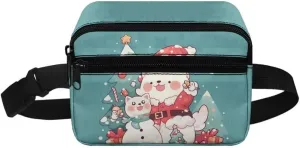 Kuiaobaty Snowman Girls Fanny Pack Purse Cartoon Mini Belt Bag for Active Thicken Waist Bag with Pockets Large Capacity Sling Bag with Zipper Thicken Crossbody Bag for Girls Gift for Sister