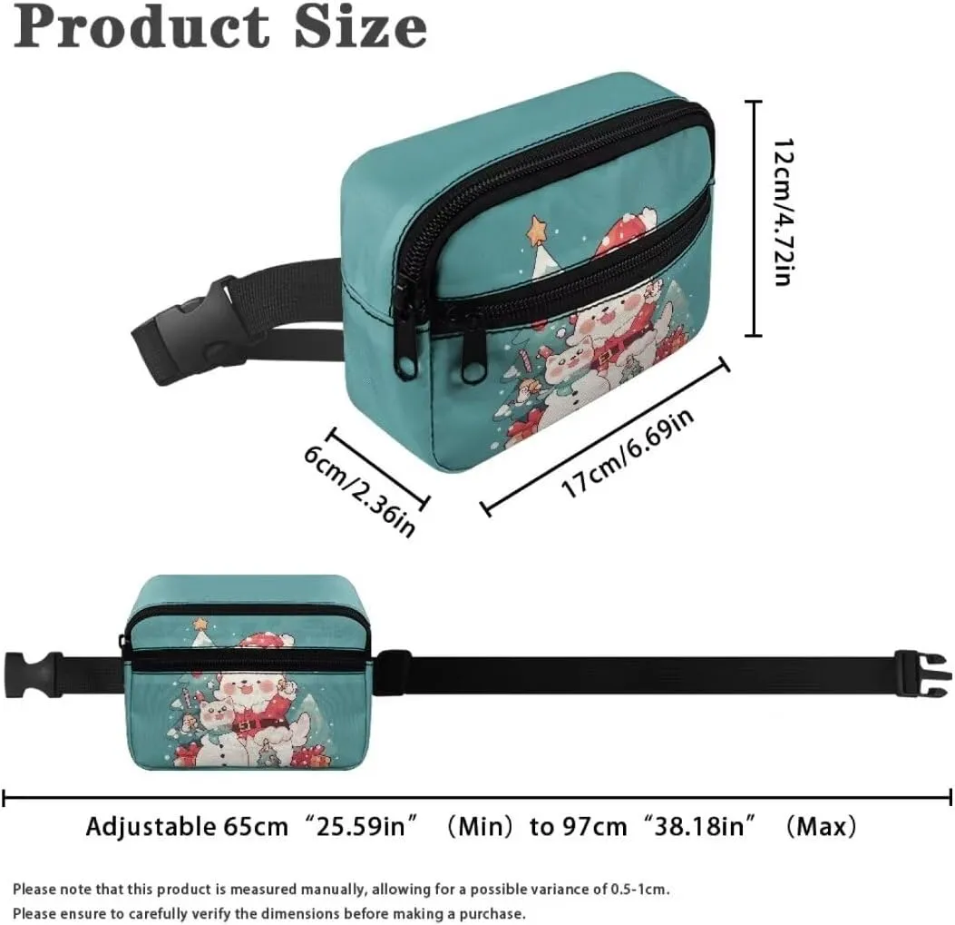 Kuiaobaty Snowman Girls Fanny Pack Purse Cartoon Mini Belt Bag for Active Thicken Waist Bag with Pockets Large Capacity Sling Bag with Zipper Thicken Crossbody Bag for Girls Gift for Sister