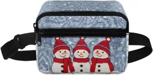 Kuiaobaty Snowman Large Waist Bag for Travel Cute Fanny Pack with Zipper Plus Size Belt Bag for Hiking Large Capacity Bum Bag for Active Portable Crossbody Bag for Girls Gift for Christmas