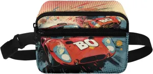 Kuiaobaty Toddler Boys Fanny Pack Waist Bag Cute Red Race Car Printed Travel Portable Belt Bag for Hiking Kids Crossbody Bags with Zipper Pockets