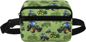 Kuiaobaty Toddler Kids Fanny Pack for Boys Green Cartoon Tractor Pattern Kids Belt Bag for Boys with Adjustable Belt Kids Waist Pack for Little Boys