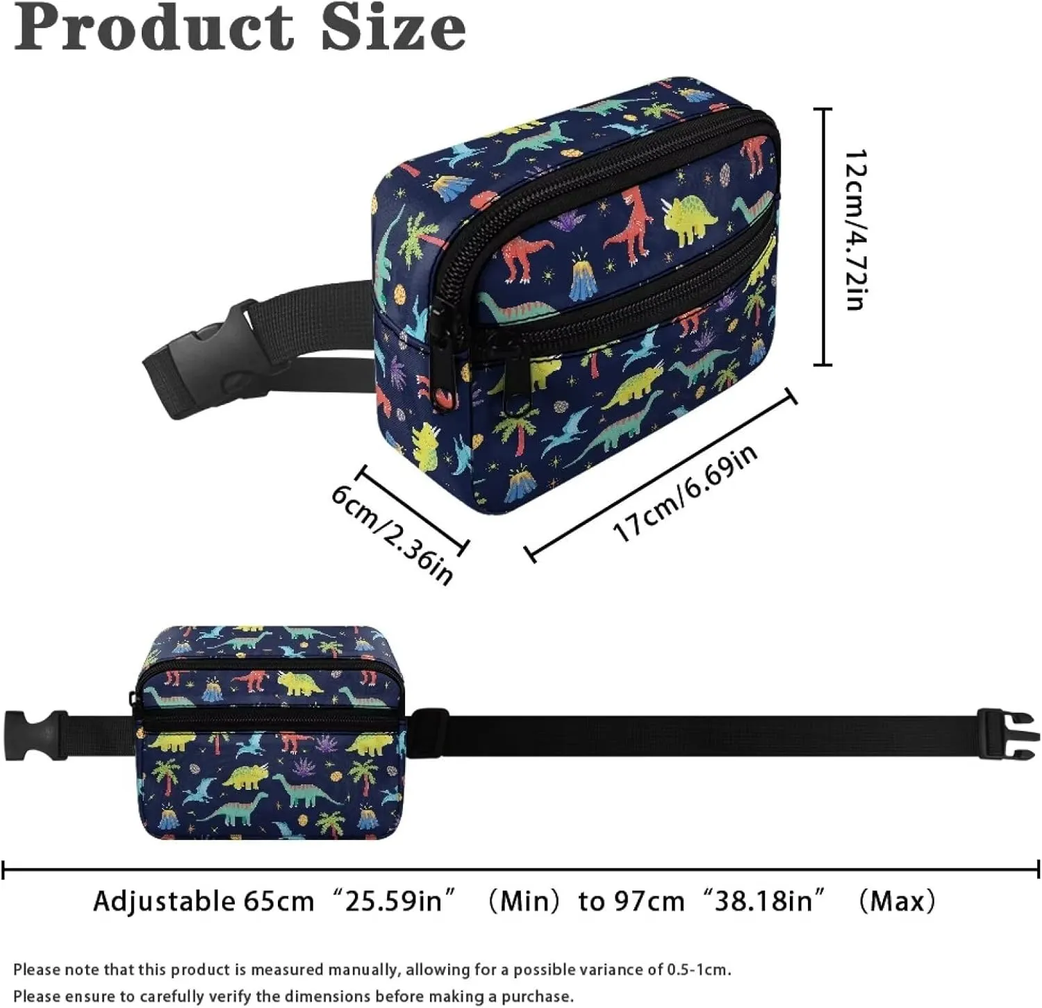 Kuiaobaty Waist Bag for Kids Cute Cartoon Dinosaur Fanny Pack for Little Boys, Adjustable Waist Pack Small Chest Crossbody Purse, Fashion Kids Bum Bag Lightweight Chest Bag