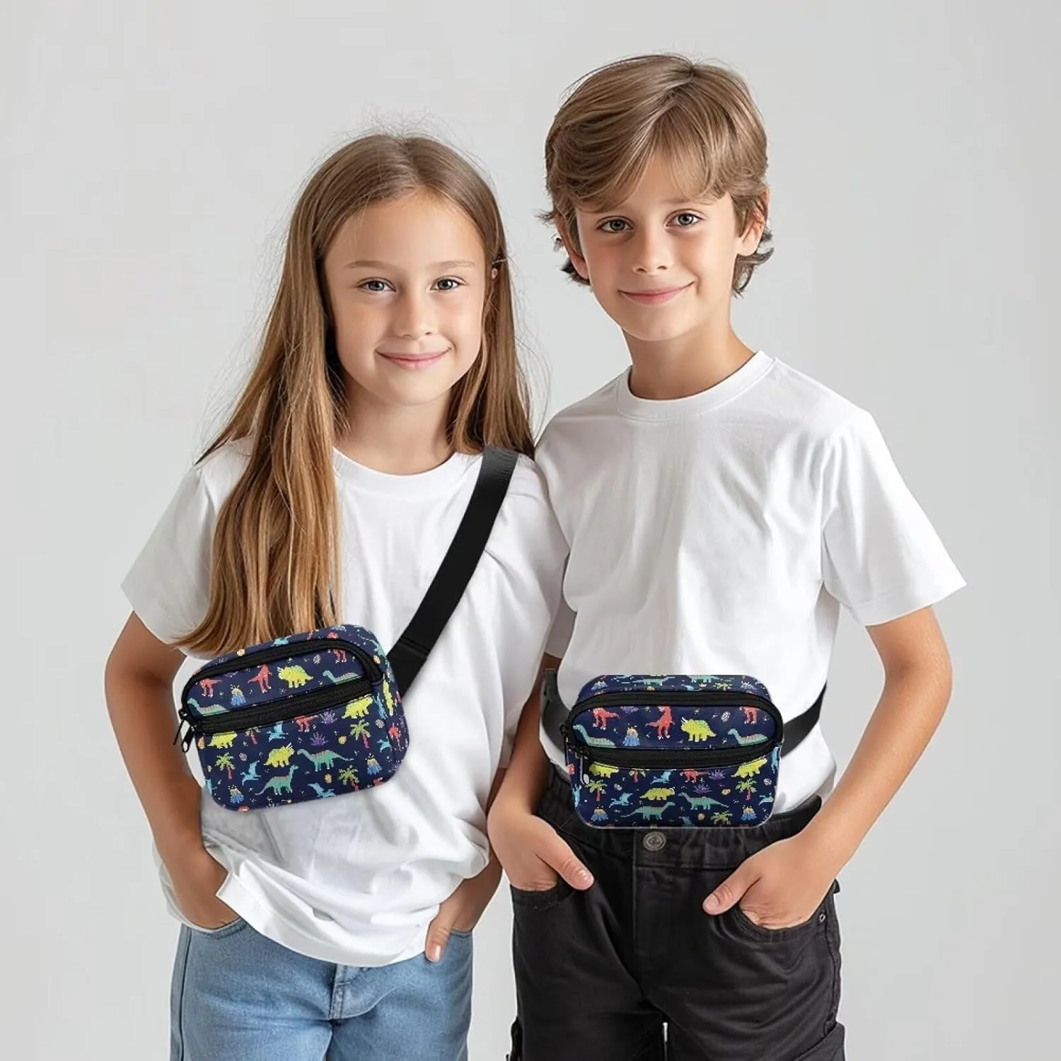 Kuiaobaty Waist Bag for Kids Cute Cartoon Dinosaur Fanny Pack for Little Boys, Adjustable Waist Pack Small Chest Crossbody Purse, Fashion Kids Bum Bag Lightweight Chest Bag