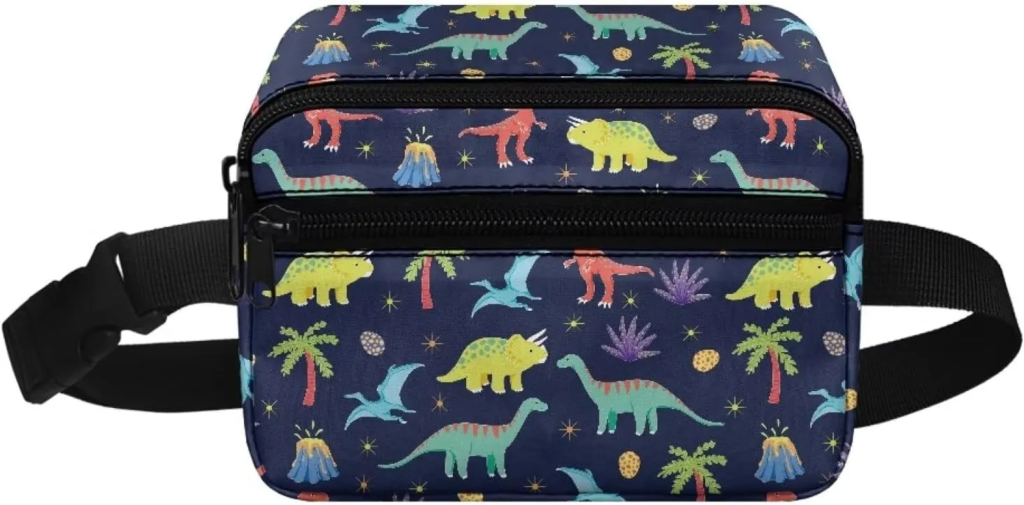 Kuiaobaty Waist Bag for Kids Cute Cartoon Dinosaur Fanny Pack for Little Boys, Adjustable Waist Pack Small Chest Crossbody Purse, Fashion Kids Bum Bag Lightweight Chest Bag