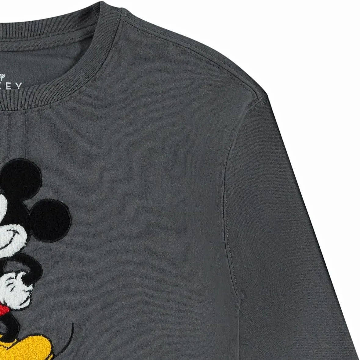 Ladies Mickey Mouse Fashion Sweatshirt Crewneck - Chenille Patch & Embroidery Sleeve - Mickey & Minnie Sweatshirt