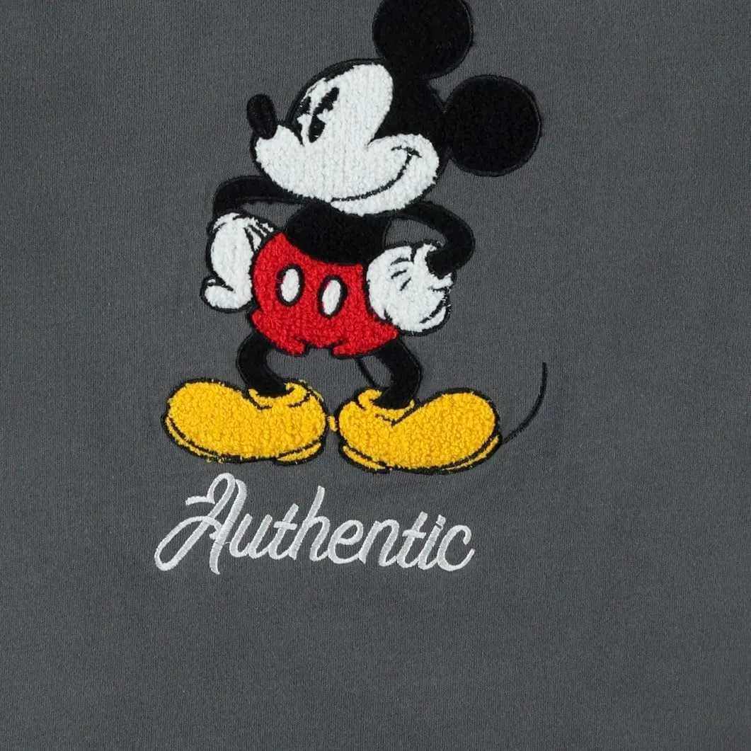 Ladies Mickey Mouse Fashion Sweatshirt Crewneck - Chenille Patch & Embroidery Sleeve - Mickey & Minnie Sweatshirt