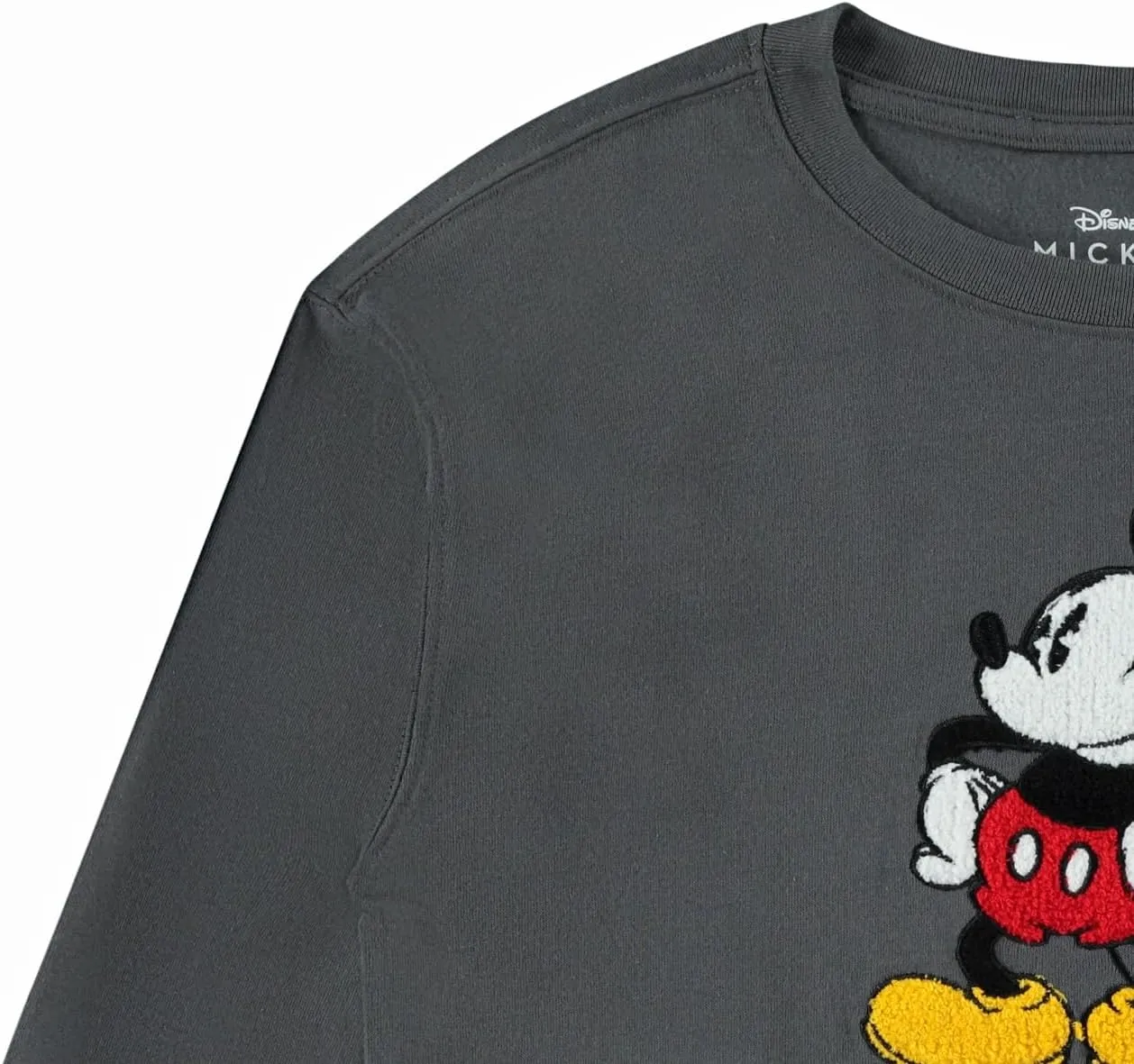 Ladies Mickey Mouse Fashion Sweatshirt Crewneck - Chenille Patch & Embroidery Sleeve - Mickey & Minnie Sweatshirt