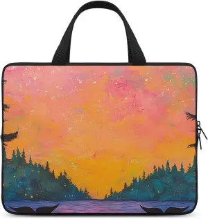 Lake Monster Trees Fantasy Moon Laptop Sleeve Bag Computer Carrying Case Laptops Protective Cover for Travel Business