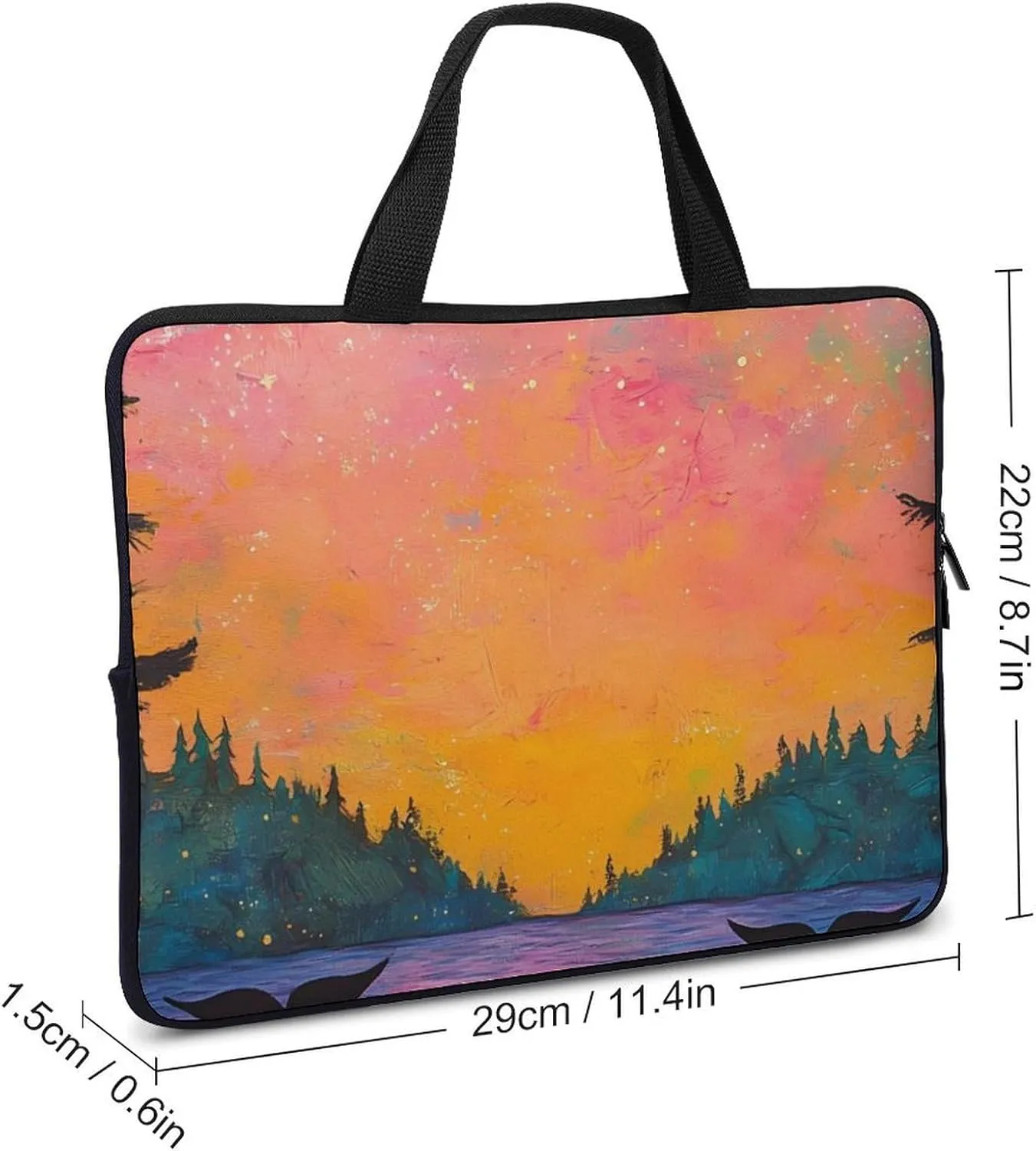 Lake Monster Trees Fantasy Moon Laptop Sleeve Bag Computer Carrying Case Laptops Protective Cover for Travel Business