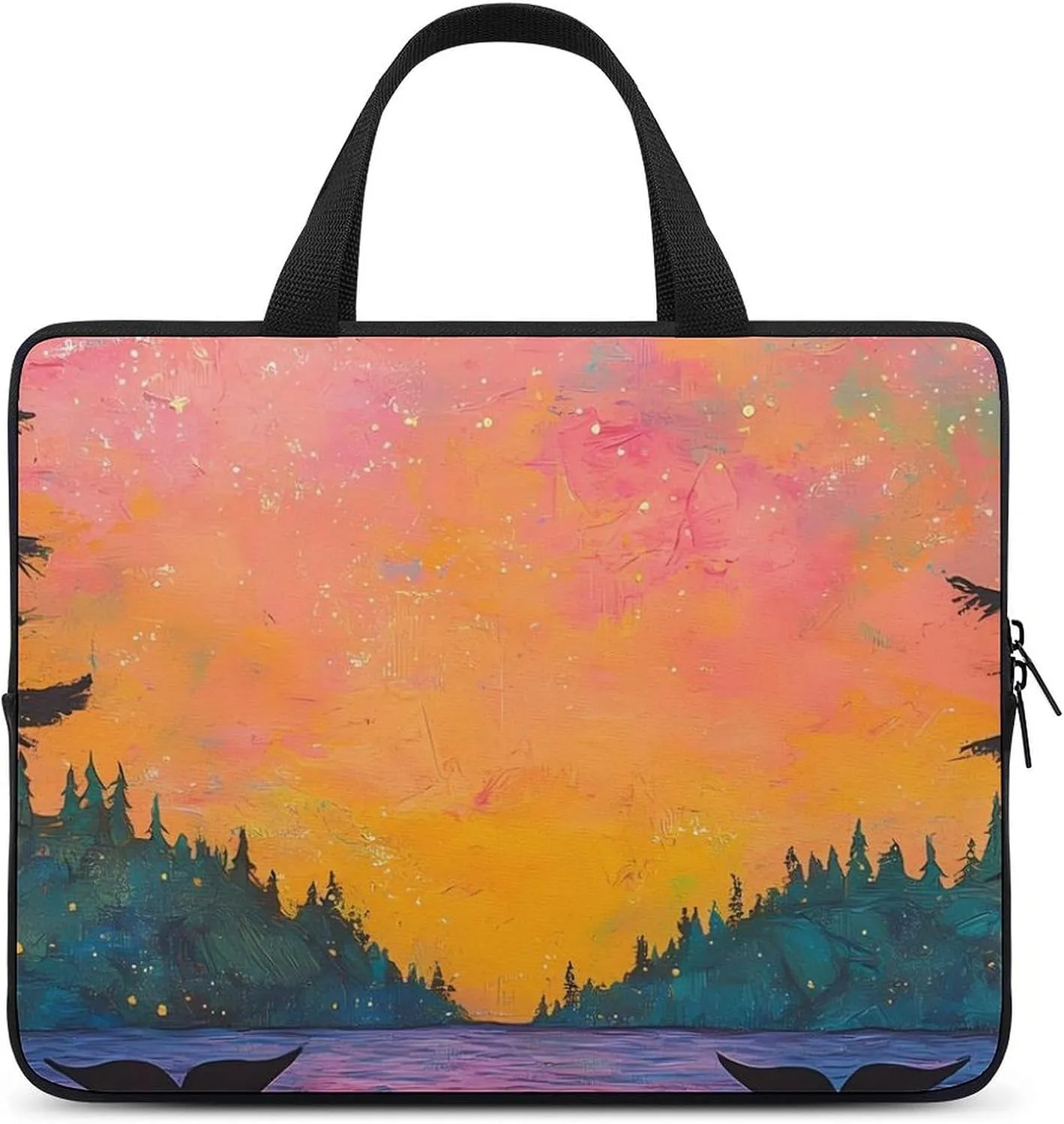 Lake Monster Trees Fantasy Moon Laptop Sleeve Bag Computer Carrying Case Laptops Protective Cover for Travel Business