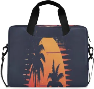 Laptop Bag for Women - Fits 16 inch with Laptop Compartment Carrying Messenger Sleeve with Strap Professional Fashion Travel Purse for Business Office Bag 15evening Sunset and Coconut Trees