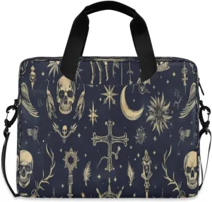 Laptop Bag for Women - Fits 16 inch with Laptop Compartment Carrying Messenger Sleeve with Strap Professional Fashion Travel Purse for Business Office Bag Black Skull Style